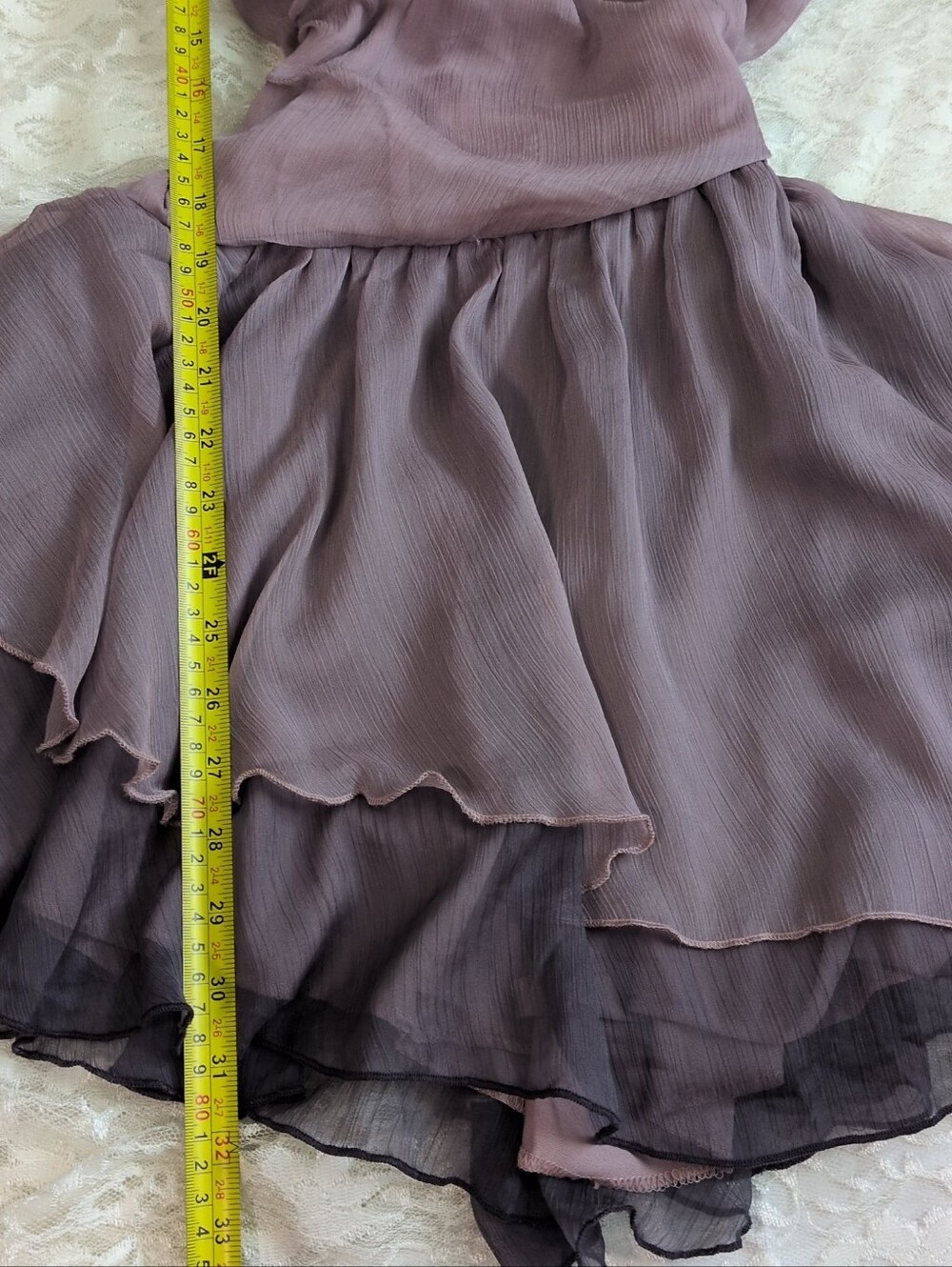 Cece Collection Taupe One Shoulder Ruffle Chiffon Mini Dress Size S - Picture 3 of 8
